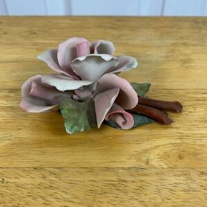 Vintage Napoleon porcelain Capodimonte pink flower made in Italy